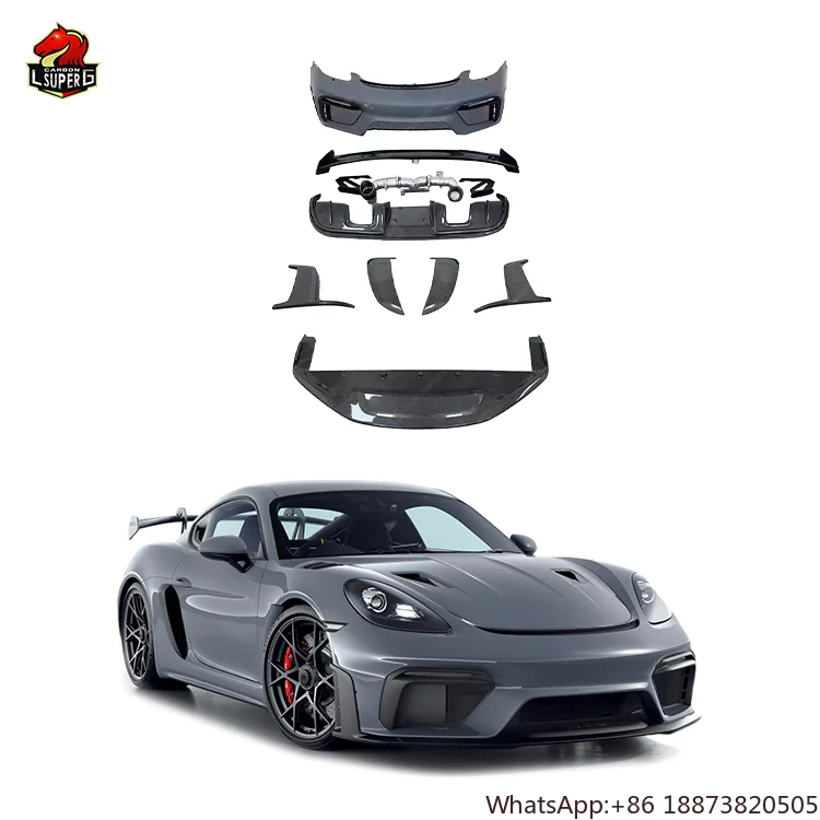 

Комплект кузова из углеродного волокна GT4 RS-стиля для Porsche 718 Boxster, передний задний бампер, передняя губа, задний диффузор, спойлер