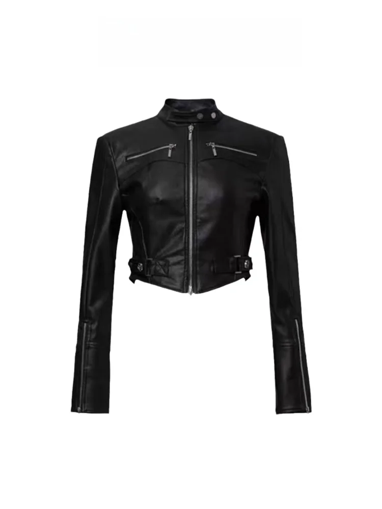 Bla ort PU Leder Jaet für Frauen Spicy Girl Motorrad Sle Herbst Neue Design Sensation Größe Faion Oberbekleidung