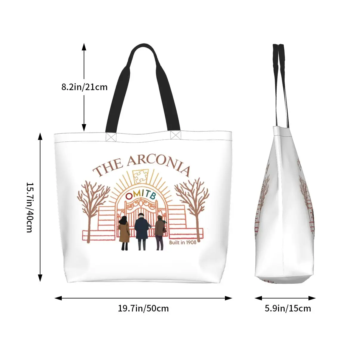 The Arconia Only Murders In The Building 1908 Shopping Tote Bag Canvas Shoulder Bags Shopper Grocery Handbag for Women