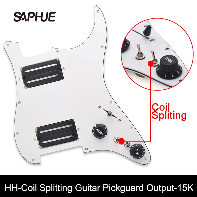 

Two Humbucker Loaded Prewired Scratchplate HH Coil Splitting Electric Guitar Pickguard Two Blade Style High Output 15K Pickguard