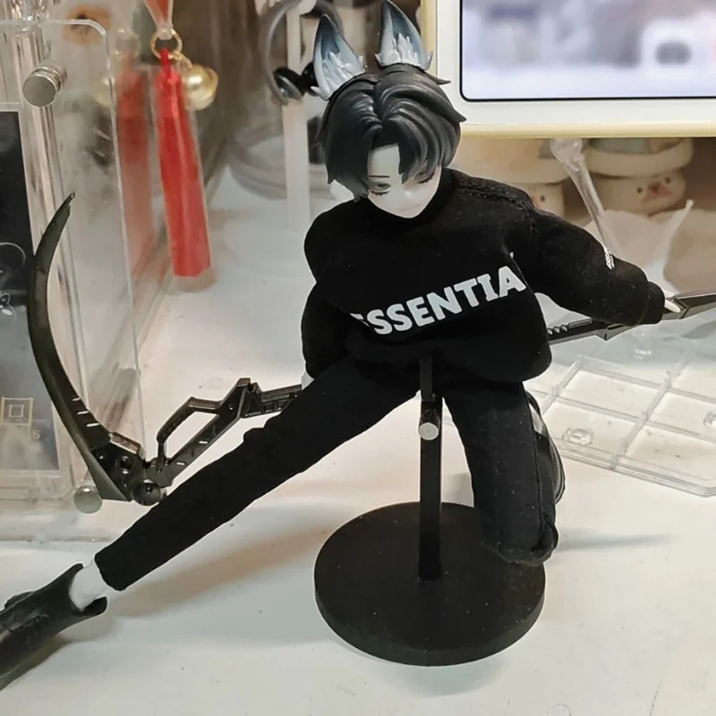 In Stock 18cm Black Red Scythe Articulated Model Backpack Charm Decoration Accessories Figurine Collectible 1/12 1/8 BJD MJD view 5