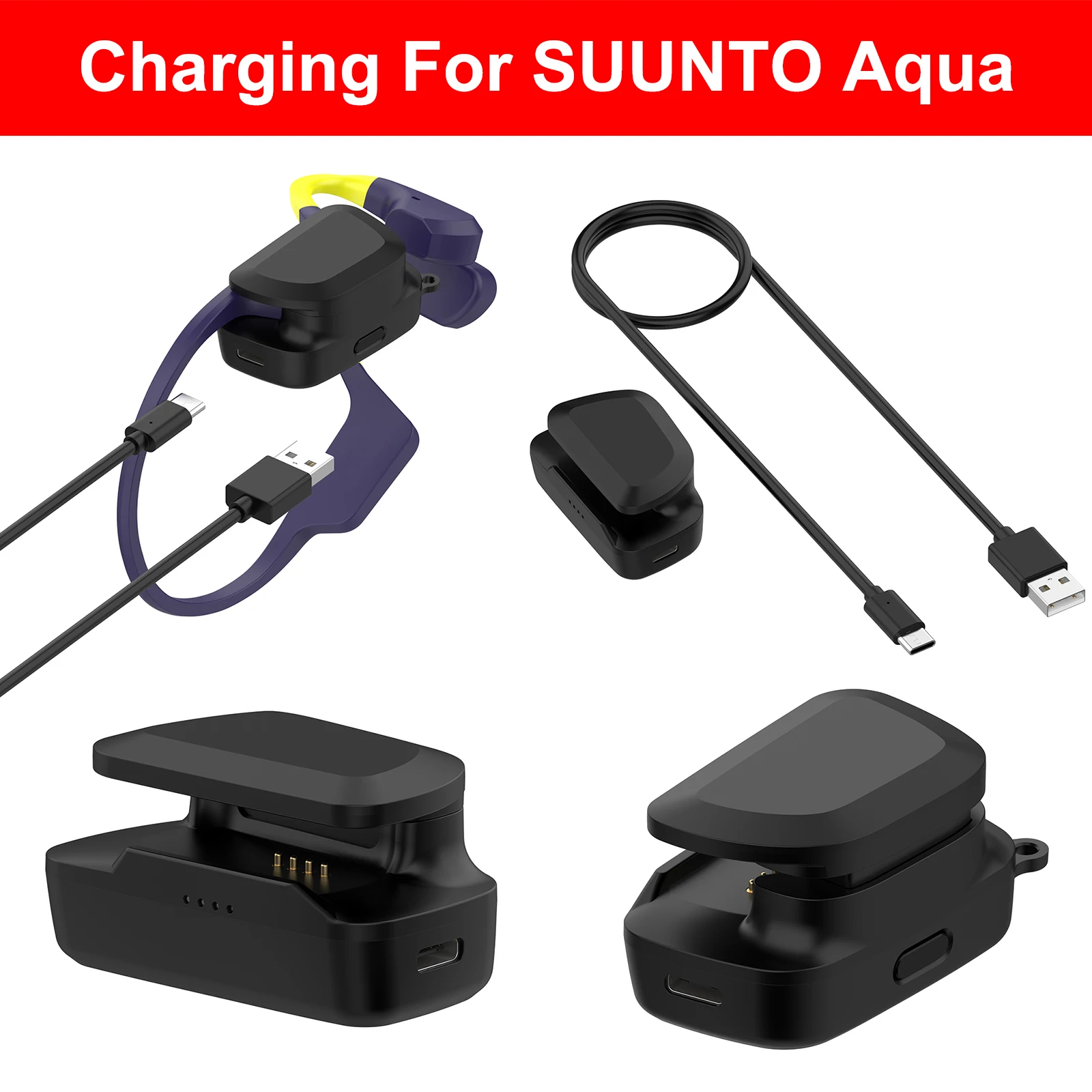 

Зарядное устройство для наушников с костной проводимостью для портативного зарядного чехла для наушников SUUNTO Aqua с кабелем Type-C, аккумулятор 650 мАч
