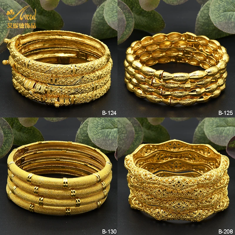 

ANIID African Ethiopia Dubai Fashion 24K Gold Color Bangle Jewelry Women Party Bride Wedding Gifts Arabic Bracelet Wholesale