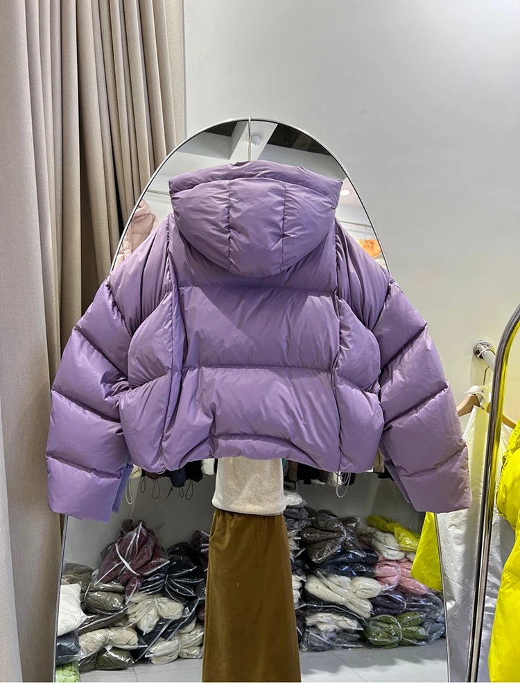 Short Women Jacket 2025 New Coats Down Hooded Thick Warm Puffer Jacket Loose Korean Parkas Quilted Outerwears Winter Coat Female