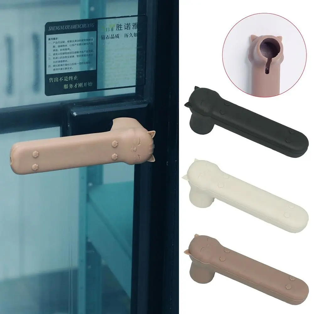 Portable Silicone Door Knob Cover Cartoon Cat Anti-collision Doorknob Sleeve Anti-Static Cold-proof Door Handle Cover for Home