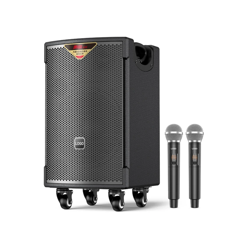 Customization Big Size Trolley Speaker with UHF Wireless Handheld Microphone Support Recording Monitor Live Broadcast for Stage