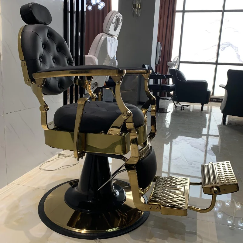 Wholesale Barber Chair ready to ship black and gold salon chair furniture hairdressing barber chair