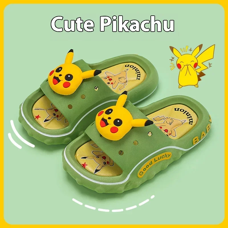 Pikachu Children\'s Slippers for Boys Summer 2024 New Cute Home Indoor Anti slip Children\'s Slippers for Girls