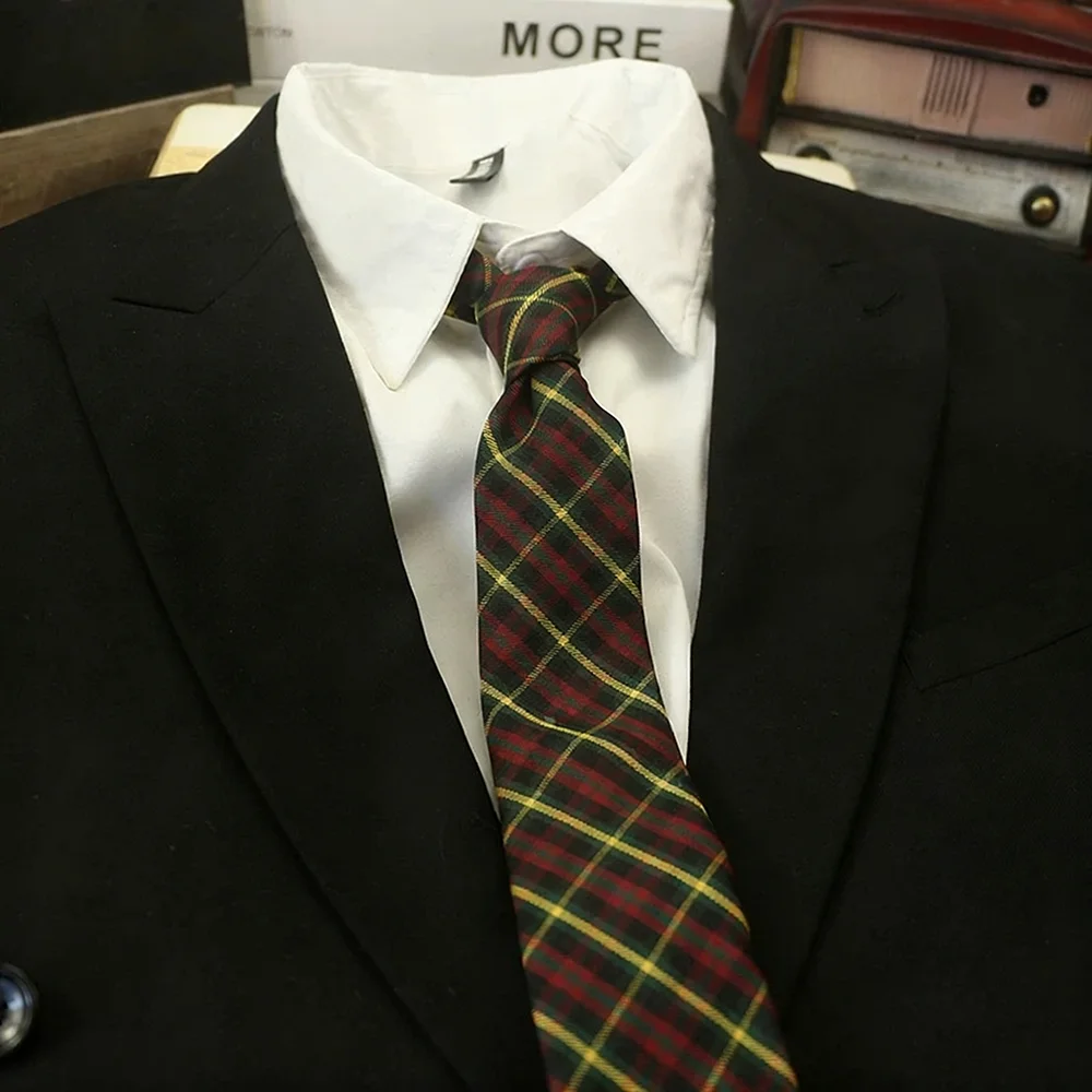 الكورية ضيق 6 سنتيمتر الأسود مخطط منقوشة رباطات للرقبة للرجال الخريف الشتاء سميكة التعادل القطن الكتان الصلبة الأخضر ربطات العنق عادية Cravat