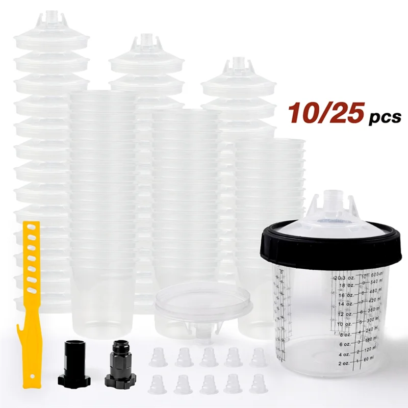 ถังพ่นสี ABLK Airbrush Tank H/O Quick Cup 20.3 ออนซ์/600 มล. พร้อมหัวฉีดพ่นสีและถ้วยผสมสีขนาด 3/8 นิ้ว แบบใช้แล้วทิ้ง