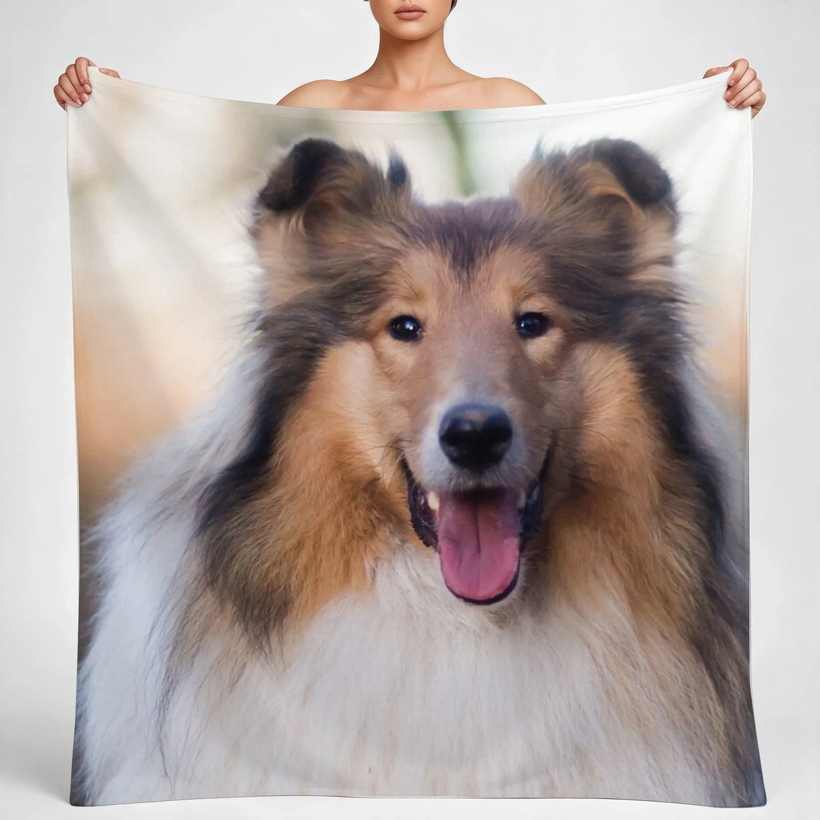 Rough Coated Collie Photo Throw Blanket couch cozy soft plush fuzzy picnic outdoor blanket