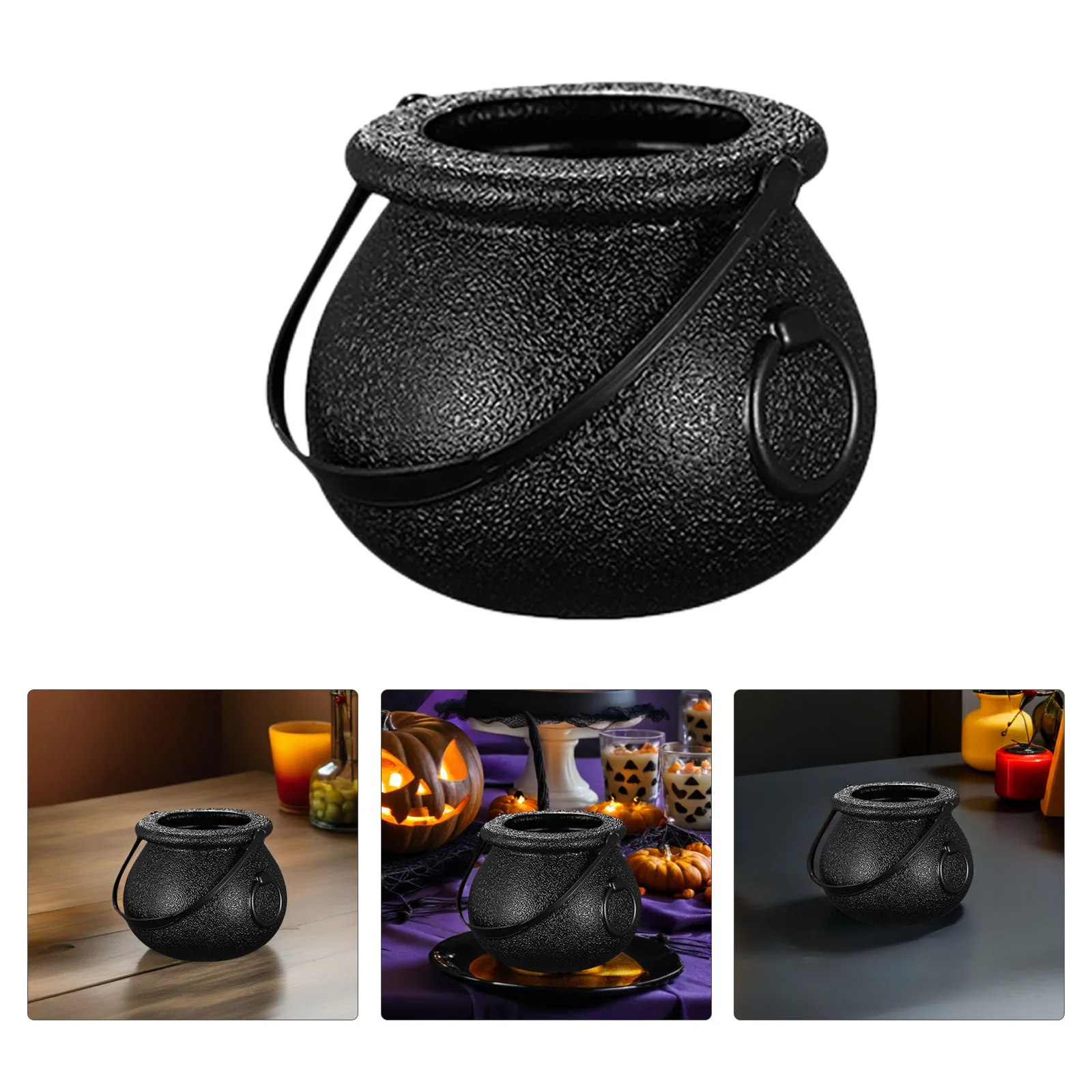 

12Pcs Halloween Candy Cauldrons Plastic Holder Safe Classic Exquisite Festival Decor Trick Or Treat Pot