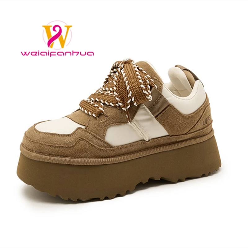 

Women's thick-soled height-increasing athletic shoes crafted from high-quality leather with a versatile, timeless design