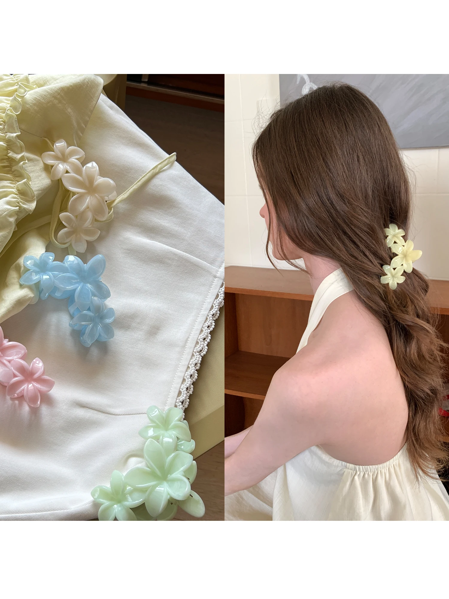 

Eggka Holiday Style Five-Petal Flower Hair Clip Elegant Korean Aesthetic Hair Accessories for Updos Back of Head Decorations