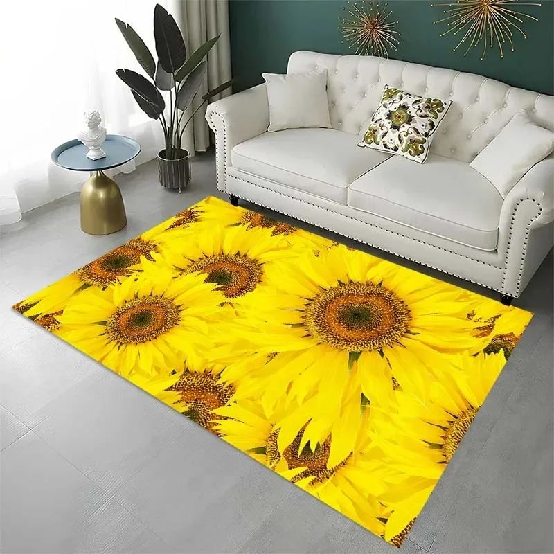 3D pattern sunflower print carpet, living room bedroom home decoration carpet bathroom balcony non-slip doormat birthday present