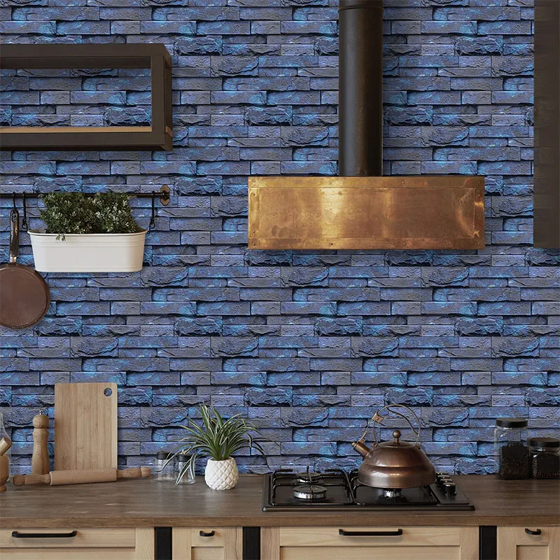 3Set 6Pcs Self-adhesive Imitation Stone Retro Wall Tile Stickers Vinyl Waterproof Wallpaper Home For Kitchen Bathroom Decoration