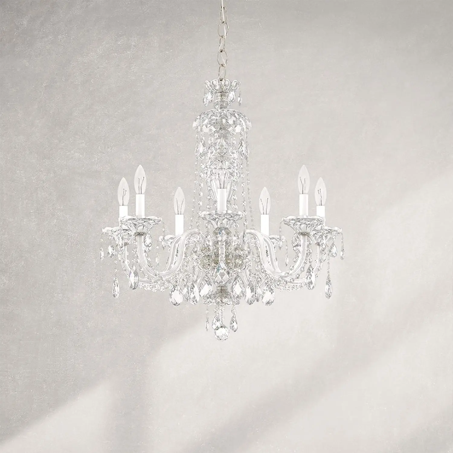 Chandelier in Silver with Clear Heritage Hand-Cut Crystal pendant chandelier  lamps for living room