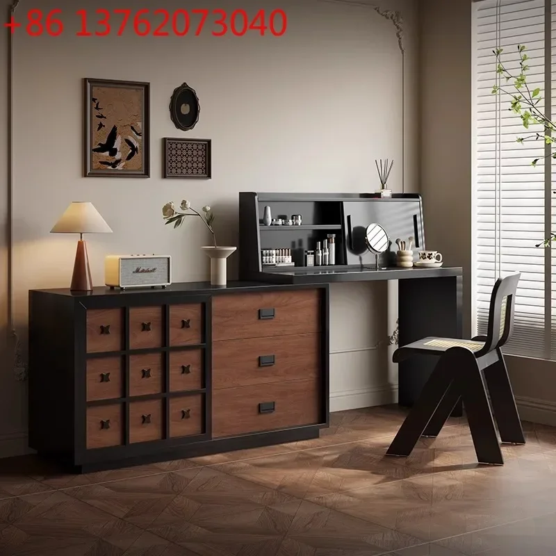 

Medieval dresser chest integrated bedroom retro walnut pattern makeup table