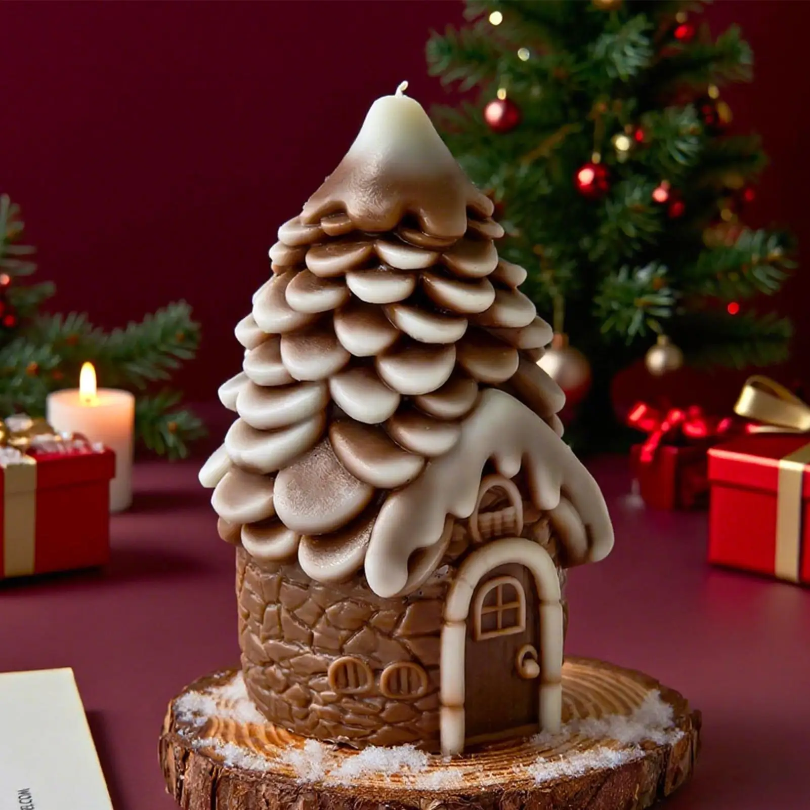 قالب شمع عيد الميلاد الصنوبر المخروط منزل سيليكون قالب الجص قالب الصابون اليدوية لراتنجات الايبوكسي الجص الصابون مخطط الحفلات الفن