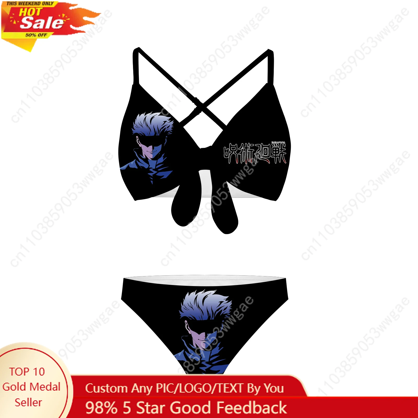 

Gojo Bathing Suit Cross Strap Suspender Swimsuit Womens Personalized Bikini Pool Party Beach Swimwear Anime Customized Beachwear