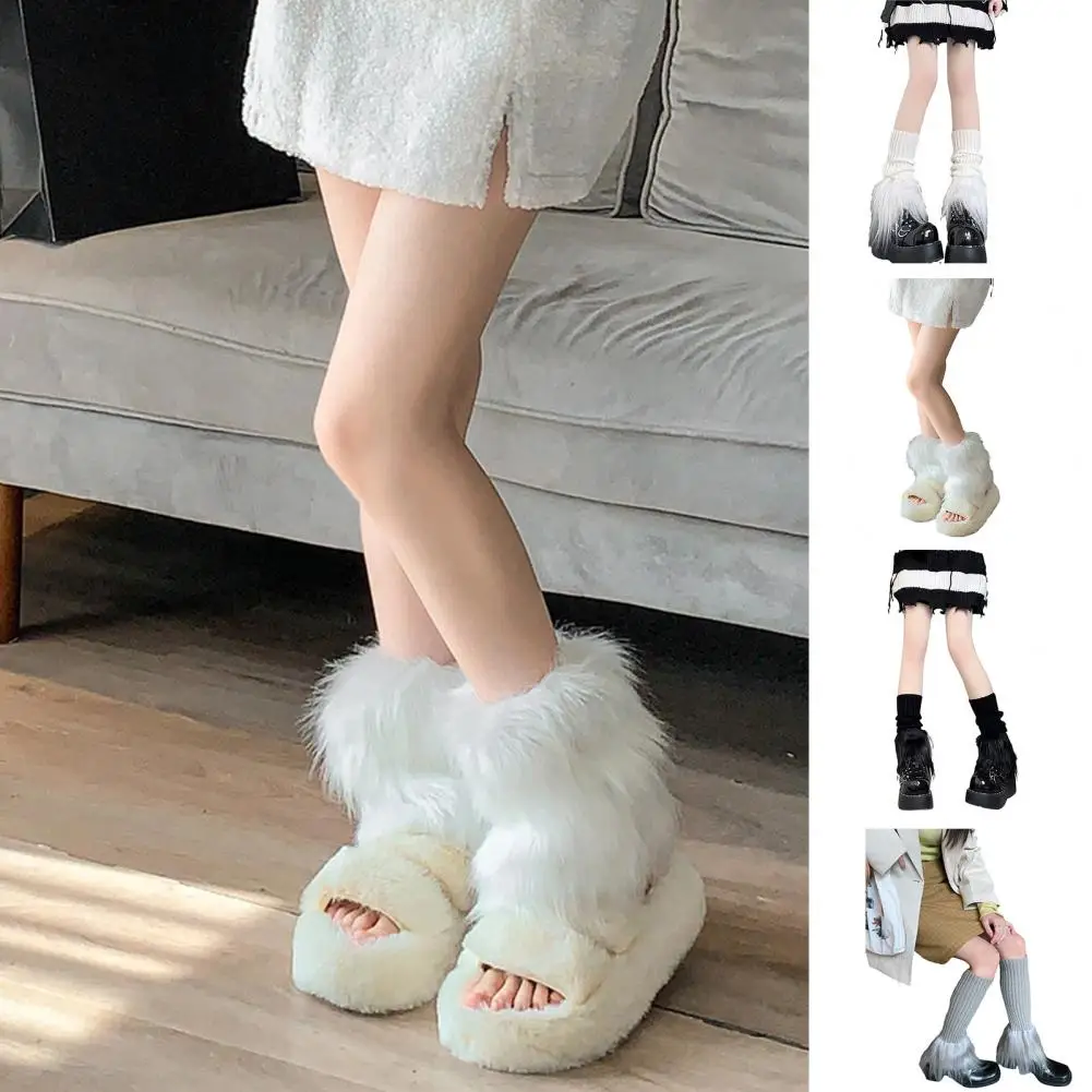 

Women Leg Warmers Cozy Winter Calf Leg Warmers with Fluffy Hair Anti-slip Pile Leg Warmers for Jk Boots Lolita Boot for Weather