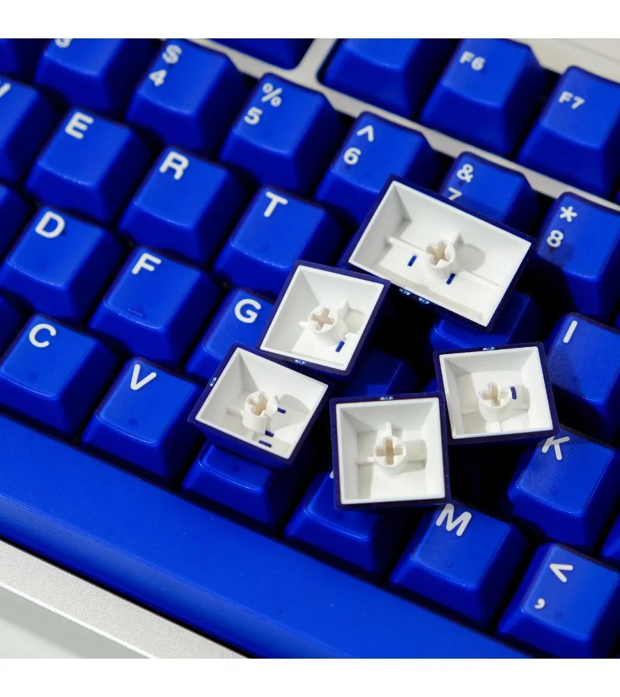 Keycap factory height adaptation 61/68/87/75 blue transparent two-color ABS semi-transparent Klein blue