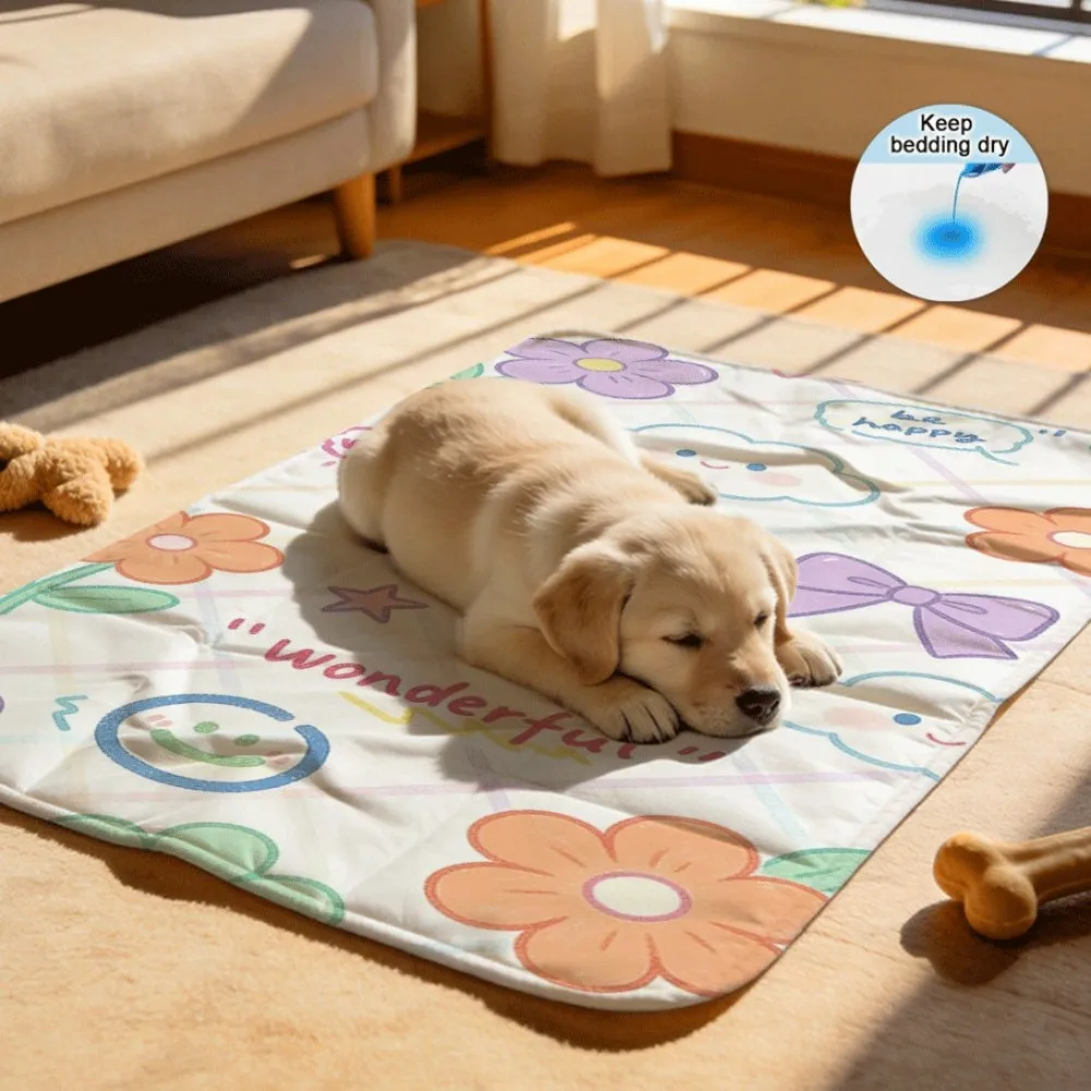 Cute Happy Flower Cloud Rainbow Star Reusable Absorbent Pet Pads Multi-Purpose for Training Whelping Travel