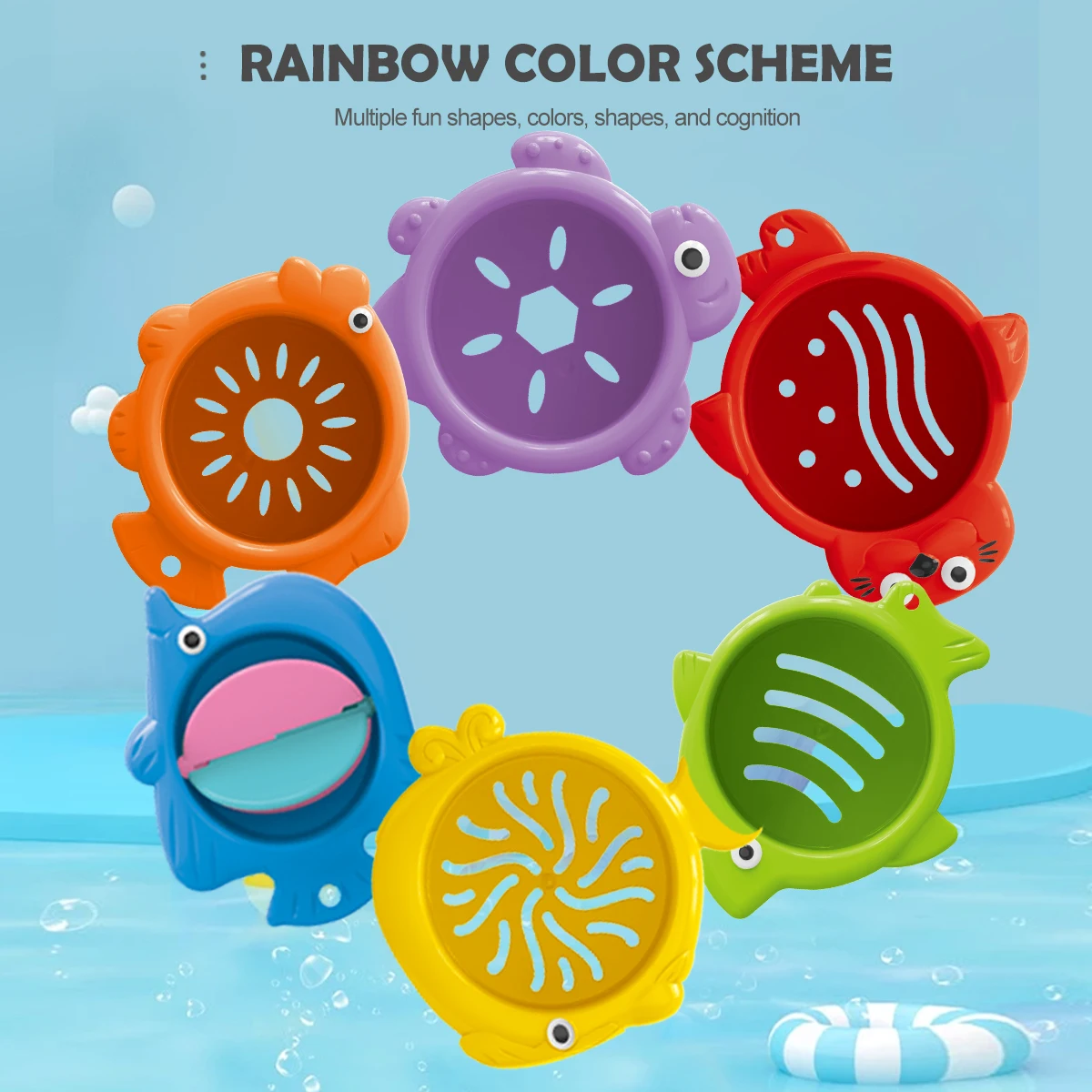 Zabawki do kąpieli dla niemowląt, kubeczki do układania dla maluchów, losowe kolory, wieża do układania oceaniczna, zabawa w wodzie w wannie, plażowa gra łazienkowa, prezenty
