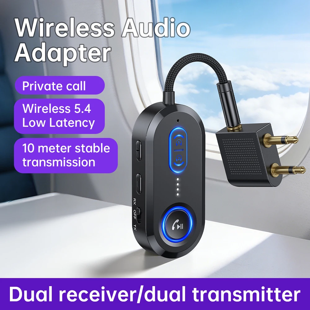 Nuevo Receptor Bluetooth 5.4 2 en 1 Transmisor con Pantalla LCD Adaptador de Coche Bluetooth Auxiliar Transmisor de Audio Inalámbrico para Altavoces de TV
