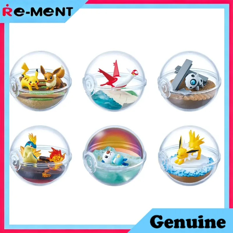 

Rement Pokemon Terrarium Collection 13 Mini Diorama Figure Blind Box Adorable Clear Pokeball Design Cute Display Model Gift