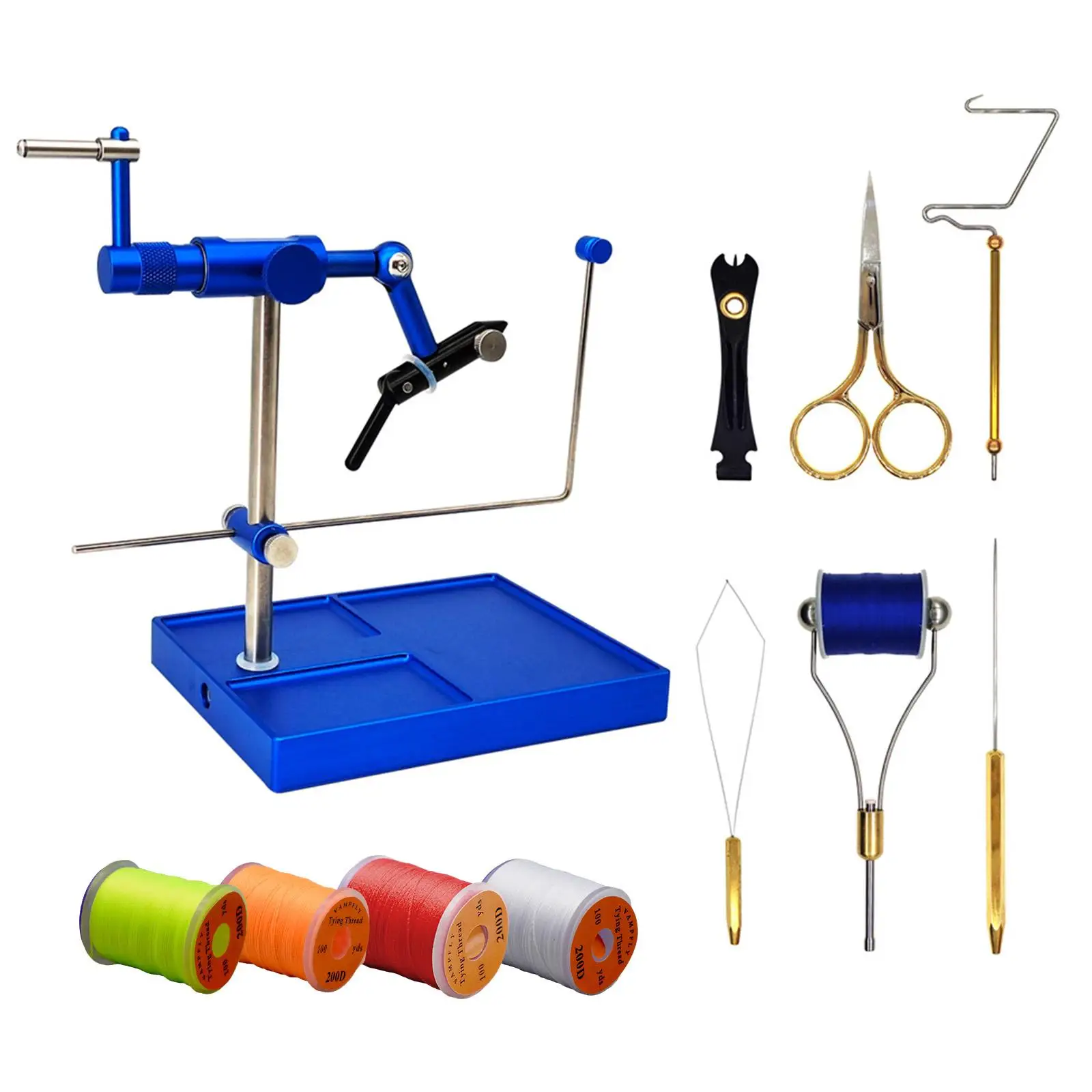 Fly Tying Tools Kit Fly Tying Vise and Pedestal Finisher Adjustable Thread 360°