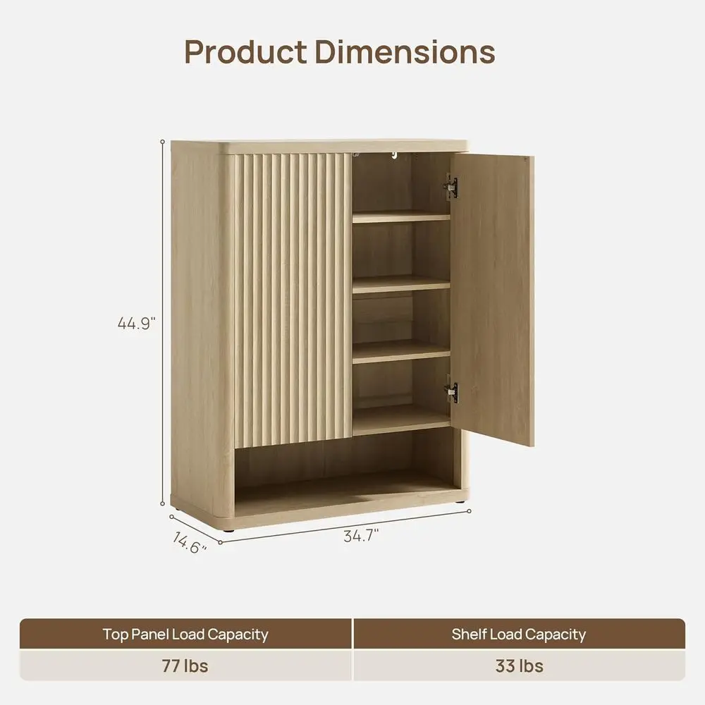 Shoe Cabinet 44 inch Tall luted Shoe Cabinet with Do& 4 Shelves Wooden Large Hidden Shoe Storage Organizer ern ree Standing 6-Ti