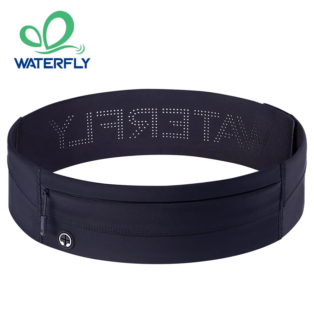 WATERFLY Running Belt Fanny Pack Slim Elastic Sport Workout Waistband For Men and Women Belt Marathon Jogger Waist Bag