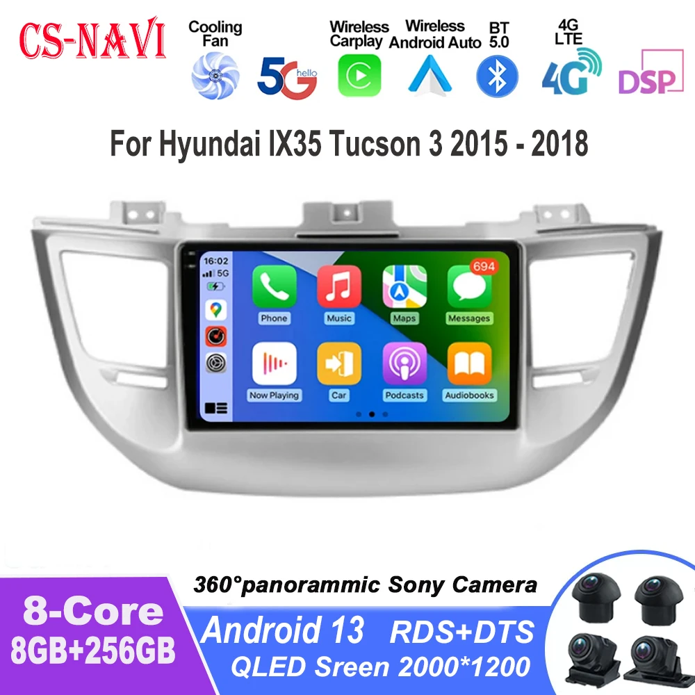 

Android 13 Auto Radio For Hyundai IX35 Tucson 3 2015 - 2018 Carplay Car Multimedia Video Player Autoradio GPS Navigation WIFI