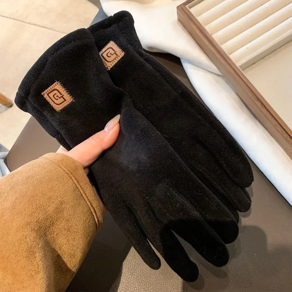 Durable Polyester Lining Touch Screen Gloves Cuff Warm Insulation Fleece Lined Gloves One Size Full Finger Gloves For Driving