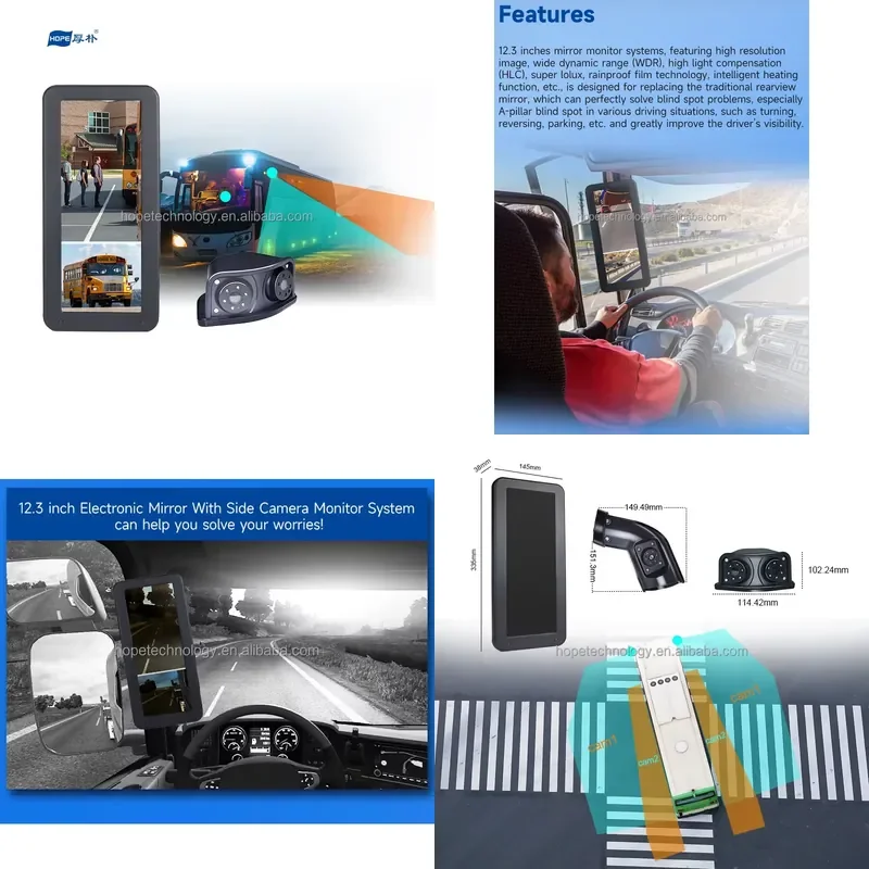 Trending 12.3inch HD Digital Rear-view Mirror Bus DVR System With Dual-lens Color Night Vision Cameras