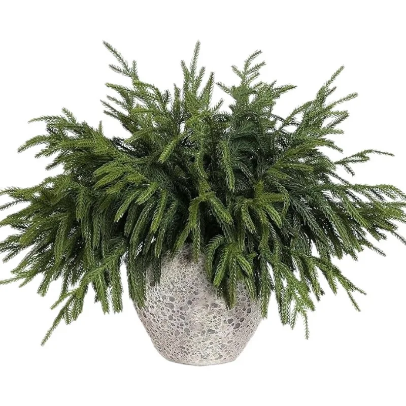 1pc artificial norfolk ramos de pinho ramos de natal plantas falsas vegetação galhos diy artesanato guirlanda casa decoração do jardim natal