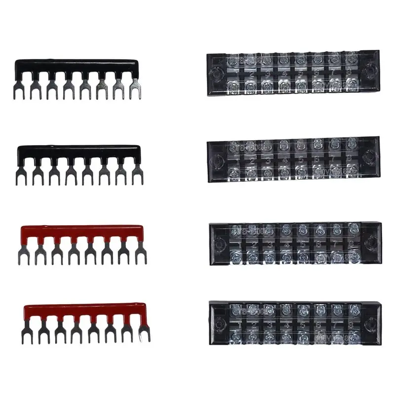GTBL 4 Pc 8P Terminal Block, 4 Pc 8P Shorting Bar, TB1505 Flame Retardant Copper Terminal Short-Circuit Terminal