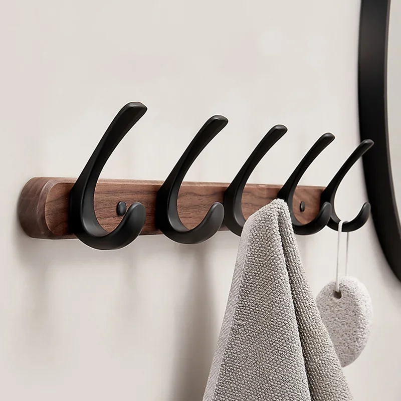 Multifunctional Walnut Coat Rack, Wall Mounted Clothes Rack, Creative Hanging Doorway Entrance Cloak Rack, Home Decor Storage