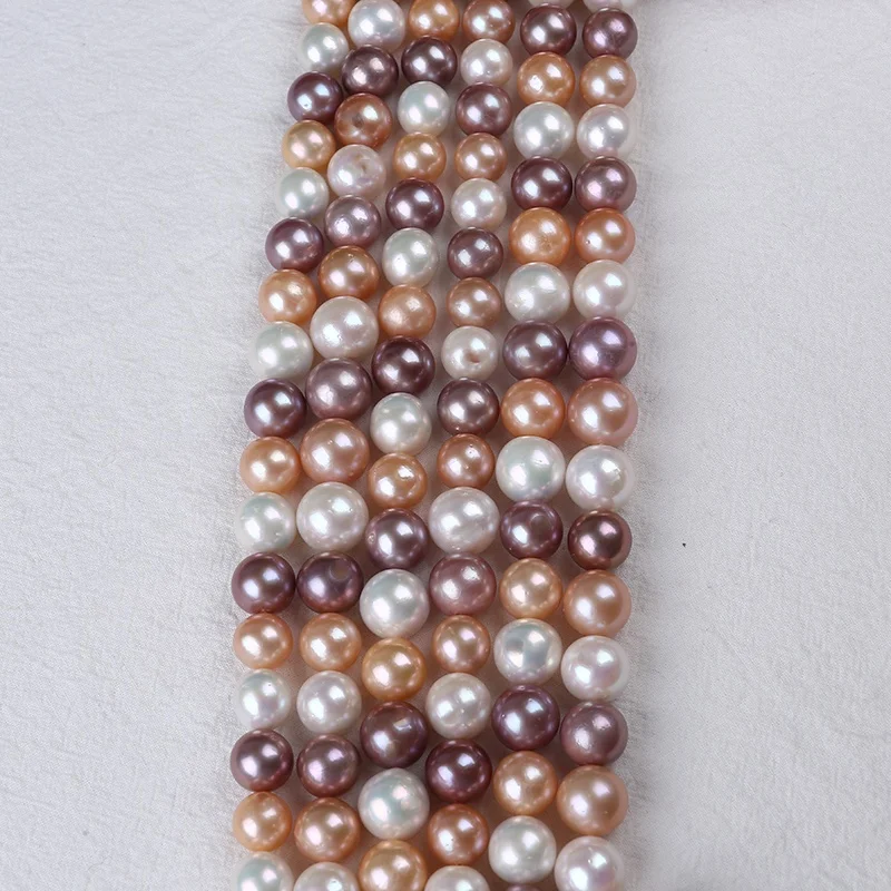 Bulk Wholesale 9-11mm/11-14mm AAA Natural White Pink Purple Freshwater Round Edison Pearl Strand Jewelry