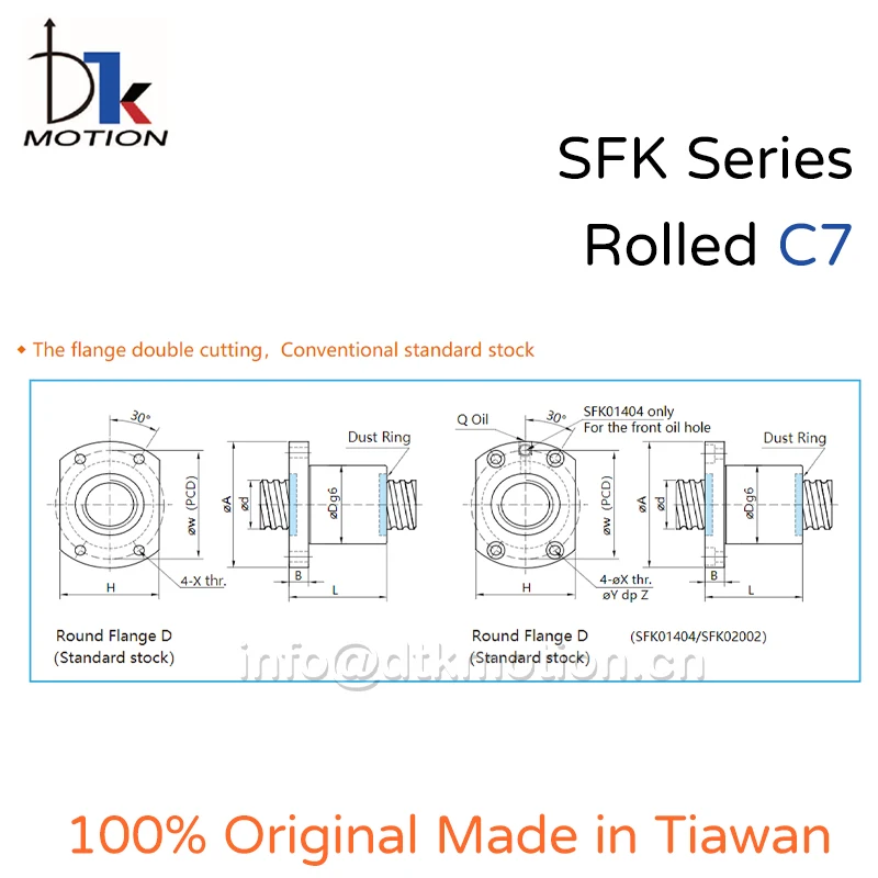 DTK Motion SFK1002 Rolled C7 R10 Lead 2mm High Precision 150mm Mini Ballnut Miniature Inner Circulation 3D Printer Replace TBI