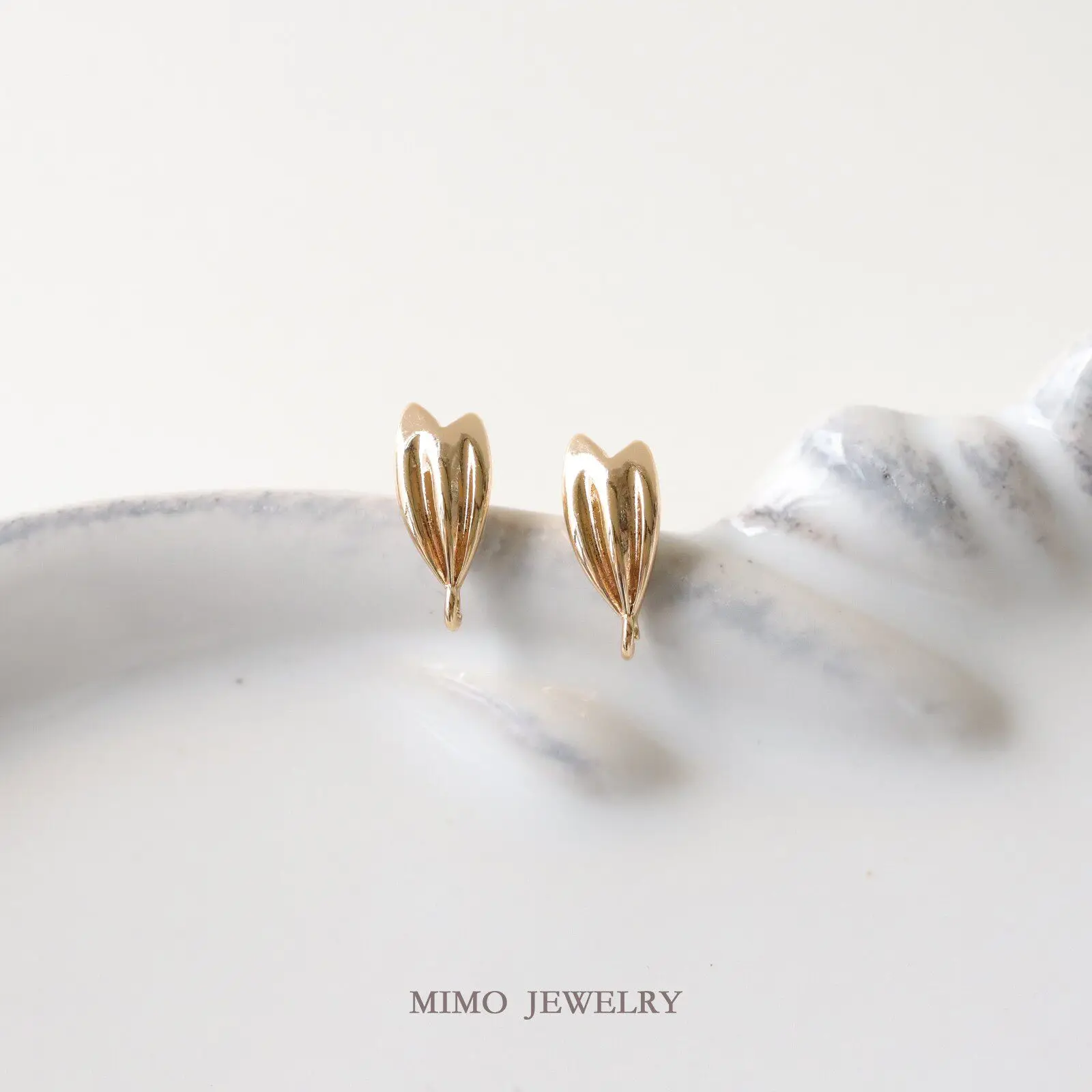 Gold Plated Copper Earrings Base Blank Petal Leaf 925 Silver Needle Ear Stud Settings DIY Jewelry Making Supplies