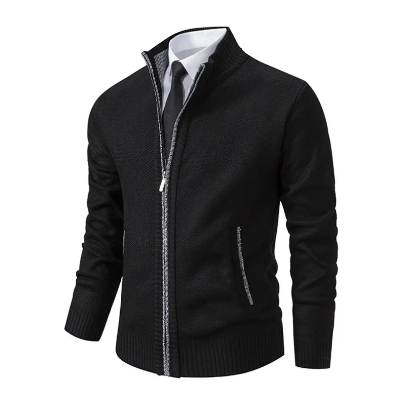 Autumn and Winter Warm Men's Fashionable Standing Collar Casual Cardigan Sweater