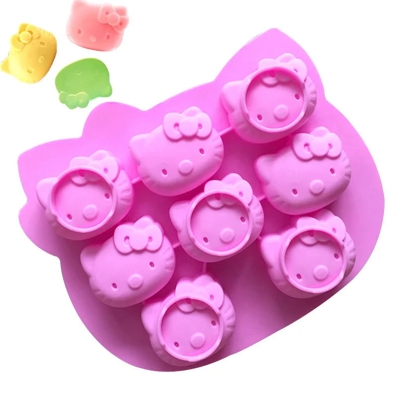 MINISO Sanrio mold kitty cat head silicone chocolate mold creative jelly pudding mold cake candy home baking molds