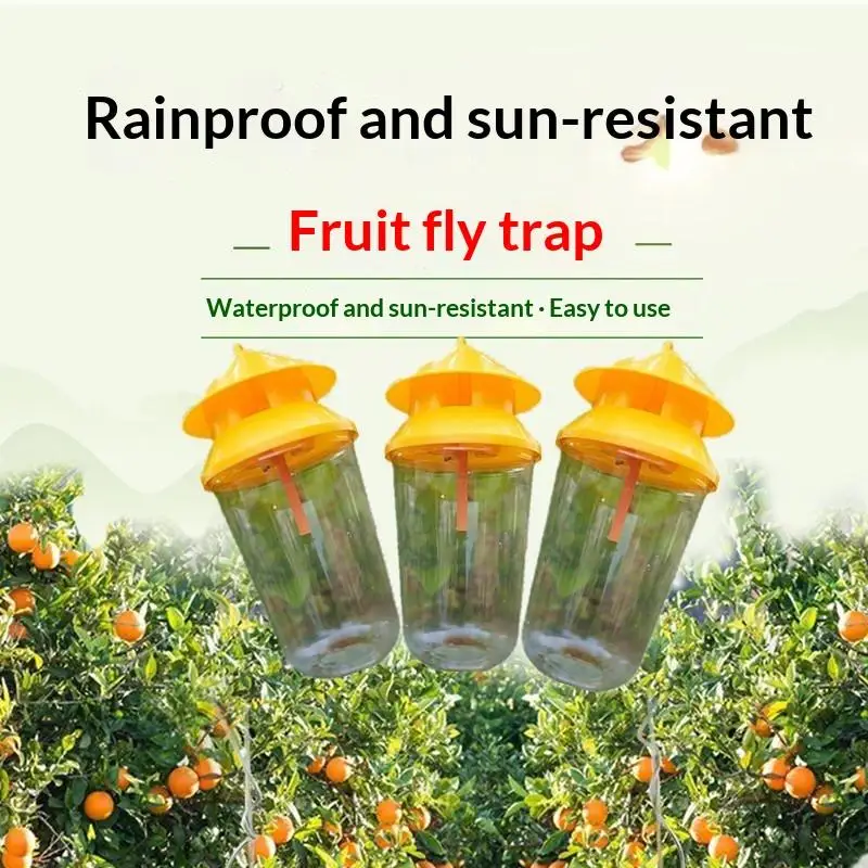 Fruit Fly Trapper with Long-Lasting Attractant Waterproof Hanging Fly Catcher for Outdoor Farm Yard Indoor Pest Removal