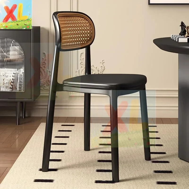 

2025 new dining chair backrest plastic rattan chair home leisure chair spare stool stackable bench commercial