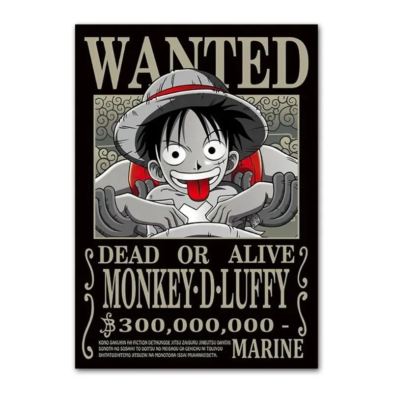 One Piece canvas Wanter Canvas Poster Anime Luffy Ace Chopper Zoro Wall Sticker office Home Sticker Paintings For Kids Gifts