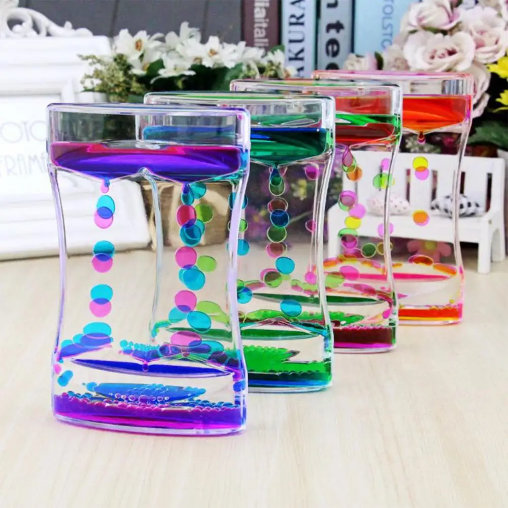 Double Color Dynamic Note Oil Drop Hourglass Slide Sandglass Leisure Toy Floating Painting Liquid Motion Timer Table Decor Gift