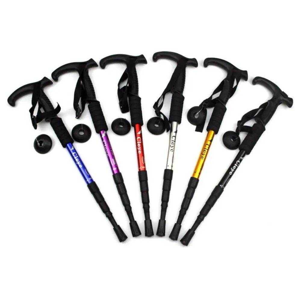 4 Section Trekking Poles Non-slip Folding Walking Stick Multifunction Elegant Foldable Crutches Hiking