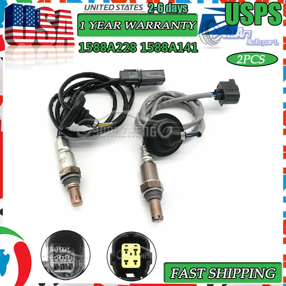 2pcs Front Rear Air Fuel Ratio Lambda Oxygen Sensor 1588A228 1588A141 for Mitsubishi Lancer Outlander Sport RVR 2.0L 2.4L 08-15